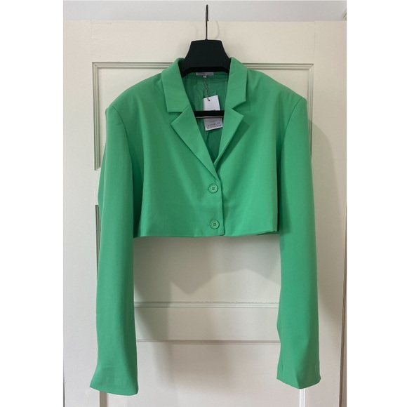 WeWoreWhat Green Cropped Blazer Size Extra Large - Picture 8 of 16